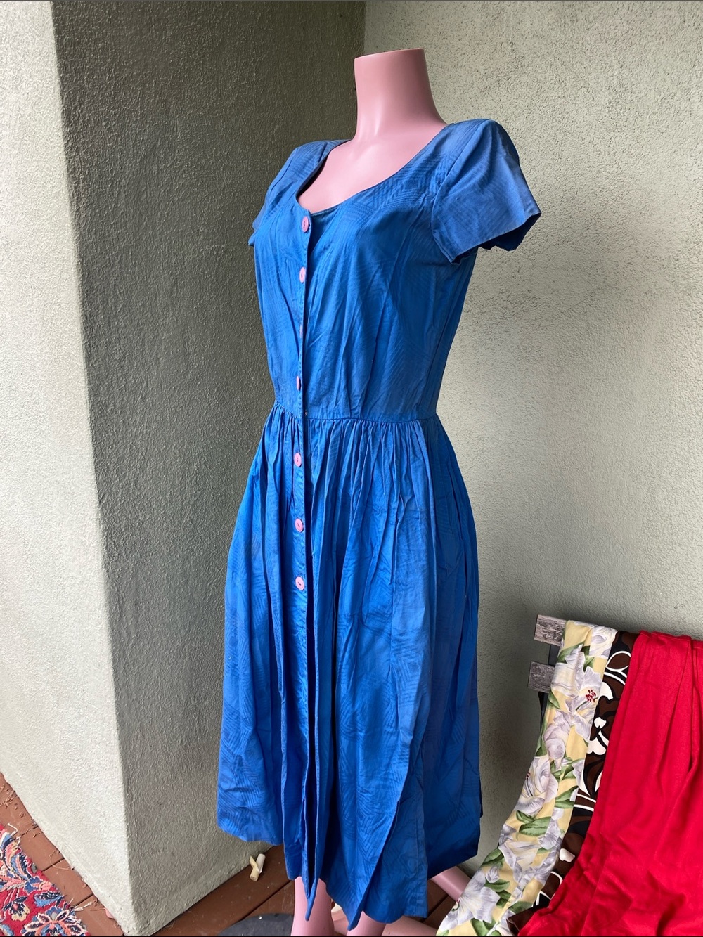 Liz Claiborne Blue Button-Front Midi Dress